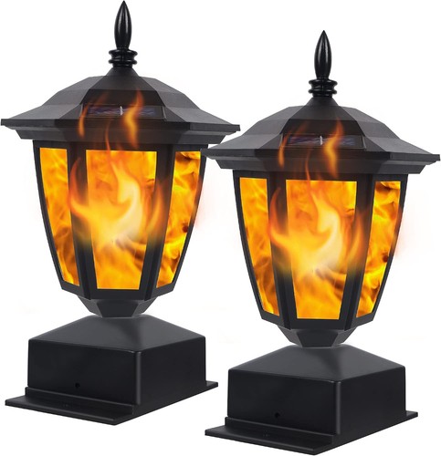 Solar flame post lights - flame,